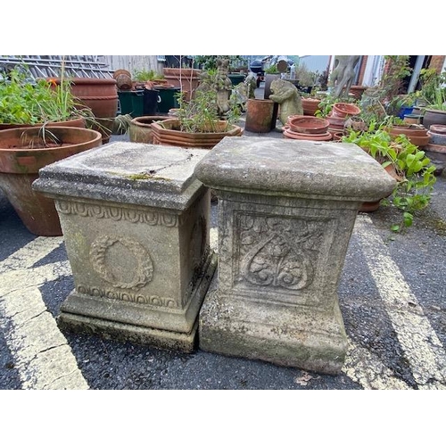 337 - Two concrete garden plinths, the larger approx 43cm tall