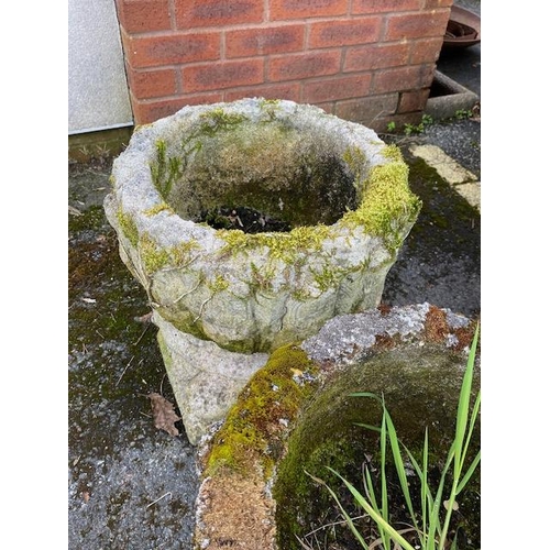 339 - Pair of concrete garden planters on plinths, approx 42cm tall