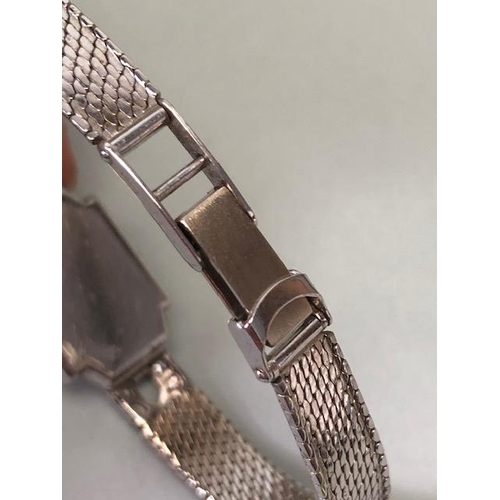 34 - 9ct white gold Art Deco design Swiss bracelet watch, with safety clasp, WHW Ltd, the case set with a... 