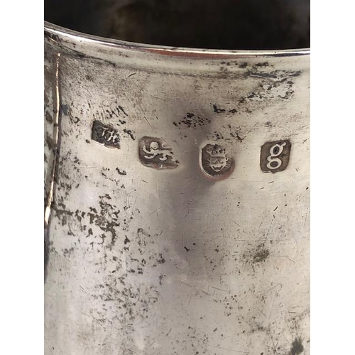 35 - Silver George III Hallmarked Tankard on flared base with ornate handle hallmarked for London maker T... 