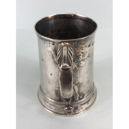 35 - Silver George III Hallmarked Tankard on flared base with ornate handle hallmarked for London maker T... 