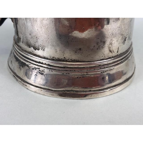 35 - Silver George III Hallmarked Tankard on flared base with ornate handle hallmarked for London maker T... 