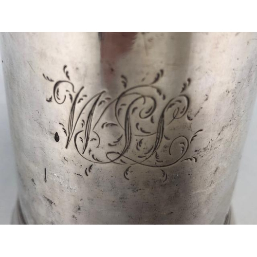 35 - Silver George III Hallmarked Tankard on flared base with ornate handle hallmarked for London maker T... 