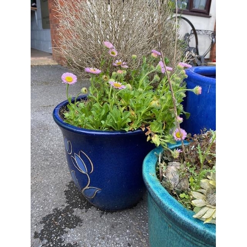 353 - Four blue glazed garden pots