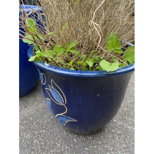 353 - Four blue glazed garden pots