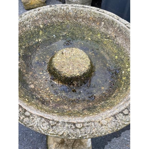 355 - Concrete garden birdbath, approx 82cm tall