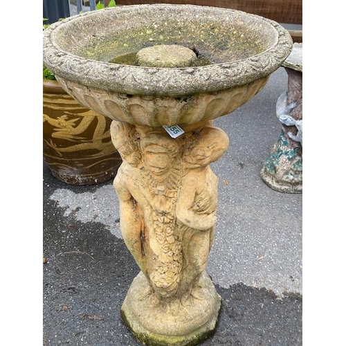 355 - Concrete garden birdbath, approx 82cm tall