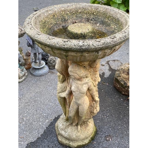 355 - Concrete garden birdbath, approx 82cm tall