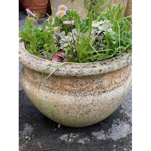 357 - Two concrete garden planters, approx 47cm in diameter