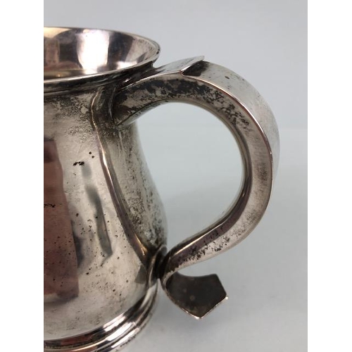 36 - Large Silver hallmarked tankard on stepped base with flared rim hallmarked for Sheffield by maker Th... 