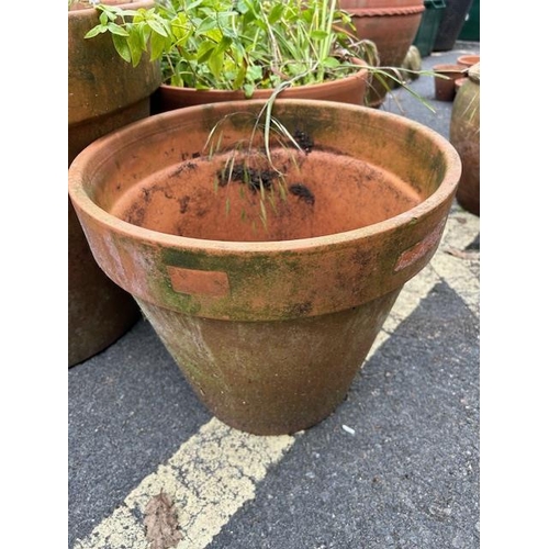 367 - Collection of three large terracotta pots, the largest approx 46cm tall