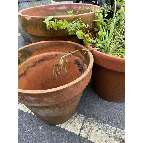 367 - Collection of three large terracotta pots, the largest approx 46cm tall