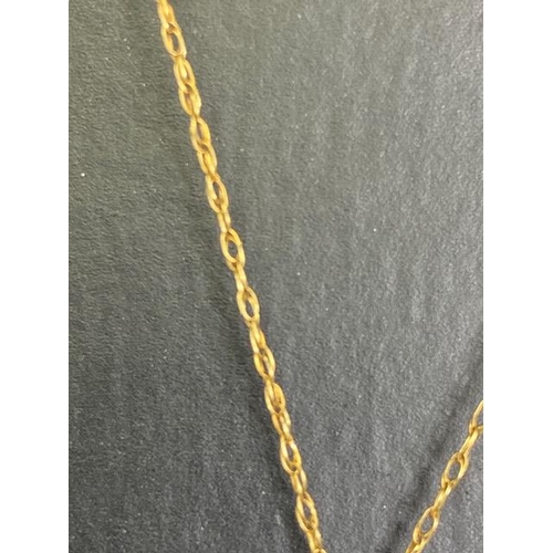 38 - 9ct Gold fine link chain with 9ct Gold cross pendant set with gemstones total weight approx 2.4g