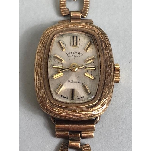 61 - 9ct yellow gold Ladies Rotary wrist watch on a 9ct gold bracelet approximately 12.7g total