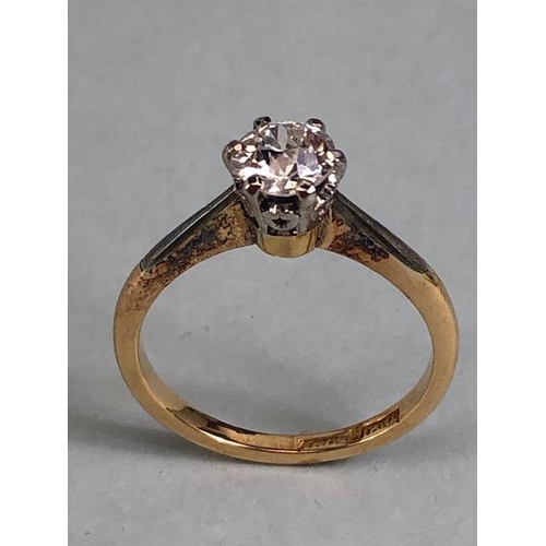 75 - Solitaire diamond ring, approximately 3/4ct, set in 18ct yellow gold, approx size N and 3.5 g