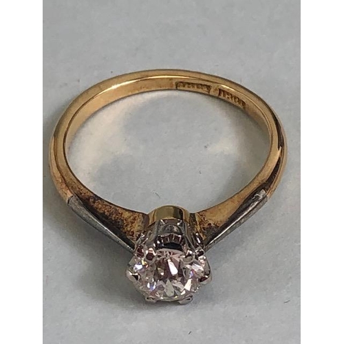 75 - Solitaire diamond ring, approximately 3/4ct, set in 18ct yellow gold, approx size N and 3.5 g