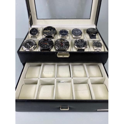 83 - Collection of Quartz designer fashion watches to include Emporio Armani, Diesel, Armani Exchange and... 