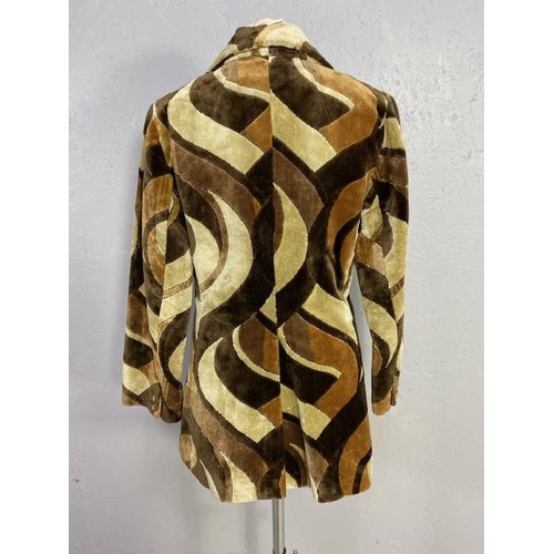 90 - Vintage Clothing, 1960s-70s High Fashion  ladies Velvet jacket striking  patch design in brown tones... 