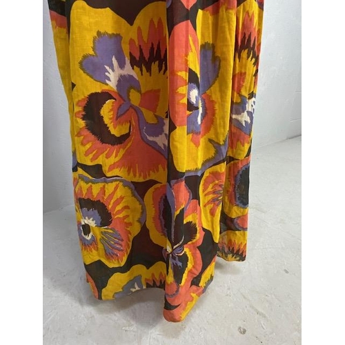 91 - Vintage Clothing, THEA PORTER Gypsy Dress, 1960s-70s, Chiffon, with colourful Pansy flower print, Wo... 