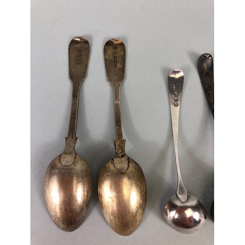 1 - Collection of Silver hallmarked spoons various makers styles and ages and total weight approx 229g