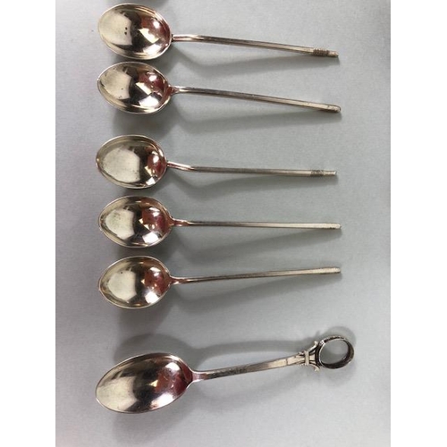 1 - Collection of Silver hallmarked spoons various makers styles and ages and total weight approx 229g