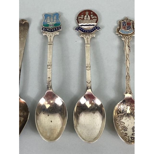 1 - Collection of Silver hallmarked spoons various makers styles and ages and total weight approx 229g