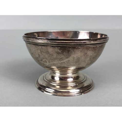 11 - Silver dish on stepped circular base with Turkish hallmarks to base approx 9cm in diameter and 116.4... 