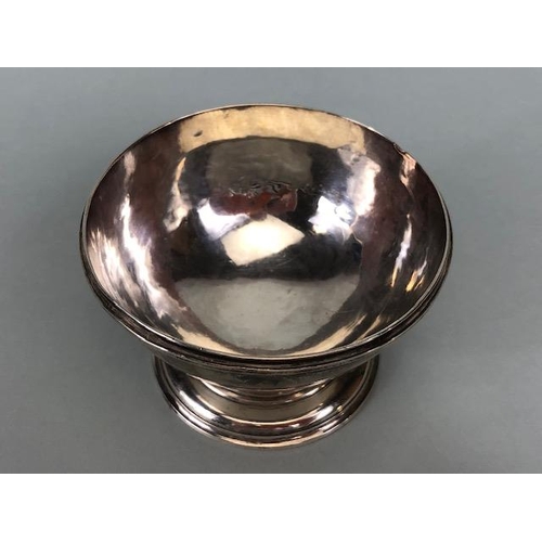 11 - Silver dish on stepped circular base with Turkish hallmarks to base approx 9cm in diameter and 116.4... 