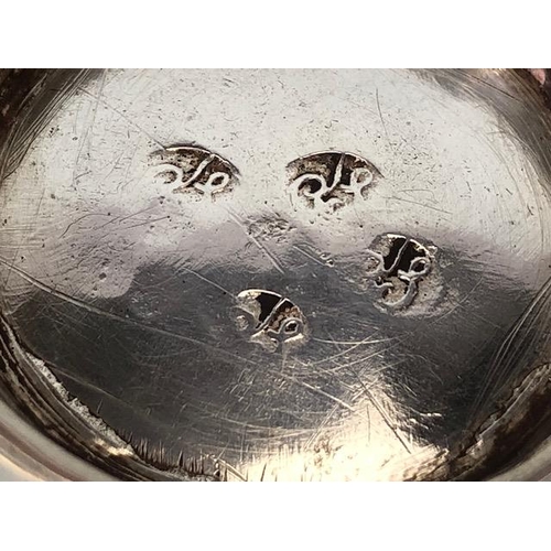 11 - Silver dish on stepped circular base with Turkish hallmarks to base approx 9cm in diameter and 116.4... 