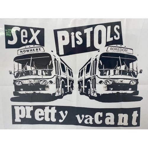 114 - Music, POP,  Punk Culture, Sex Pistols Pretty Vacant shop advertising poster, (fold creases ,holes i... 