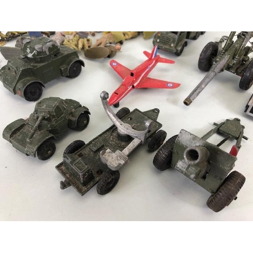 116 - Vintage Toys,  play worn Diecast military vehicles, Crescent toy company , lone star, Dinky, trucks ... 