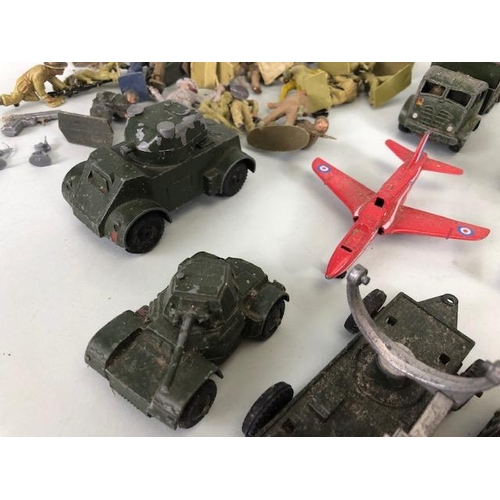 116 - Vintage Toys,  play worn Diecast military vehicles, Crescent toy company , lone star, Dinky, trucks ... 