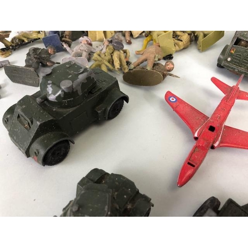 116 - Vintage Toys,  play worn Diecast military vehicles, Crescent toy company , lone star, Dinky, trucks ... 