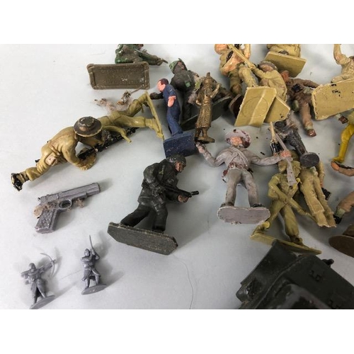 116 - Vintage Toys,  play worn Diecast military vehicles, Crescent toy company , lone star, Dinky, trucks ... 