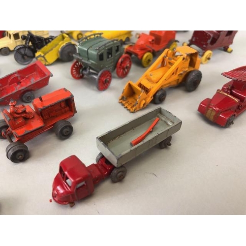 117 - Vintage Toys, collection of play worn die cast Lesney vehicles to include trucks, stage coach, carav... 