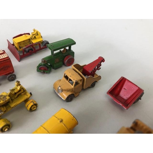 117 - Vintage Toys, collection of play worn die cast Lesney vehicles to include trucks, stage coach, carav... 