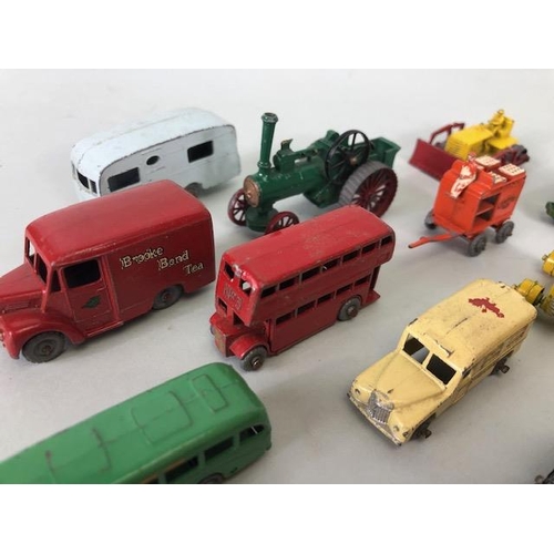 117 - Vintage Toys, collection of play worn die cast Lesney vehicles to include trucks, stage coach, carav... 