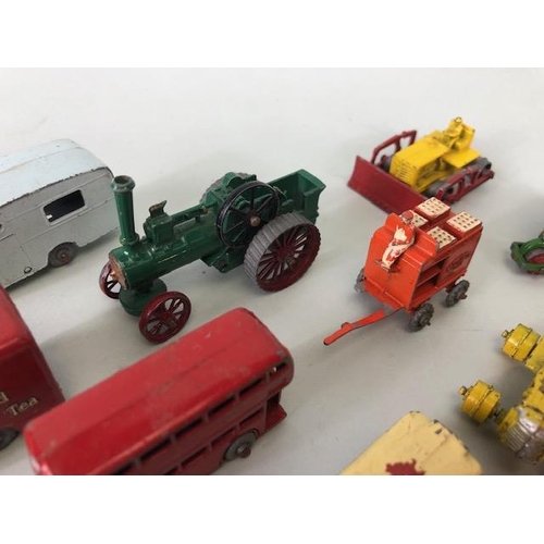 117 - Vintage Toys, collection of play worn die cast Lesney vehicles to include trucks, stage coach, carav... 