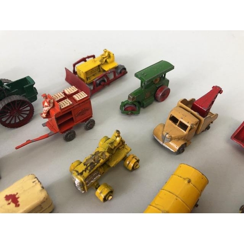 117 - Vintage Toys, collection of play worn die cast Lesney vehicles to include trucks, stage coach, carav... 