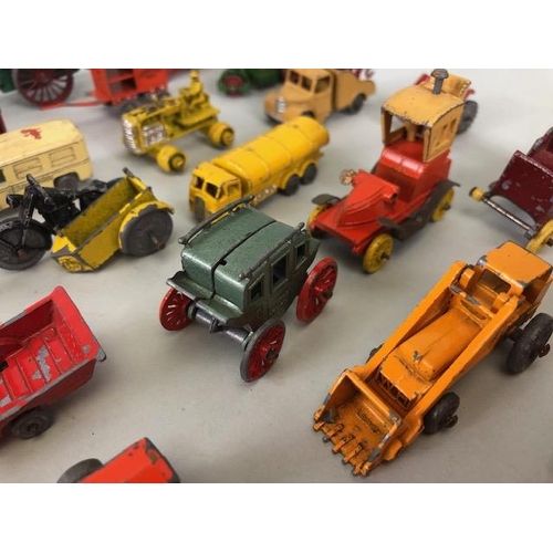 117 - Vintage Toys, collection of play worn die cast Lesney vehicles to include trucks, stage coach, carav... 