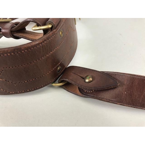 119 - Military interest, British officers brown leather Sam Brown Belt with cross strap and sword frog