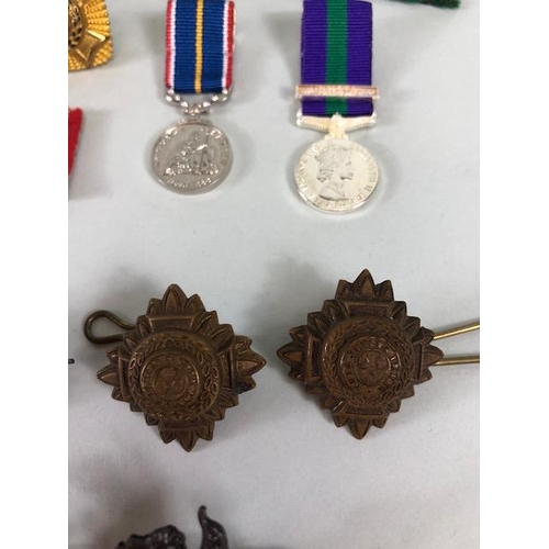 127 - Military interest, Officers  kings crown Royal fusiliers cap badge, Pair of Welsh regiment collar ba... 