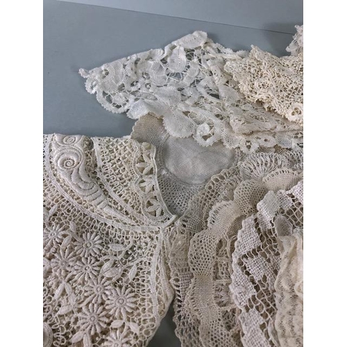 142 - Antique textiles, collection of 19th century lace collars along with other crochet items