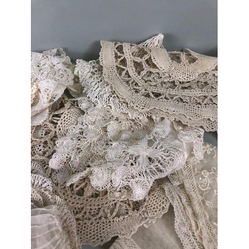 142 - Antique textiles, collection of 19th century lace collars along with other crochet items