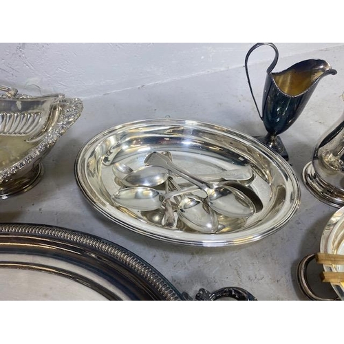 145 - Collection of Antique an vintage silver plate to include trays, toast racks, tankards, cutlery, card... 