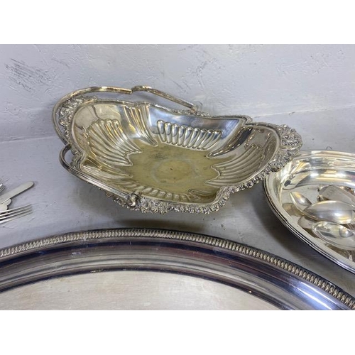 145 - Collection of Antique an vintage silver plate to include trays, toast racks, tankards, cutlery, card... 