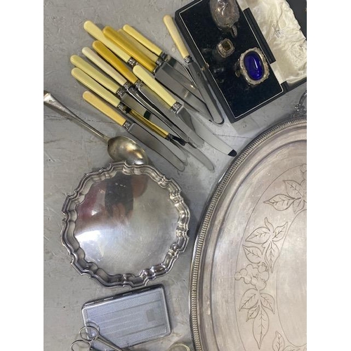 145 - Collection of Antique an vintage silver plate to include trays, toast racks, tankards, cutlery, card... 