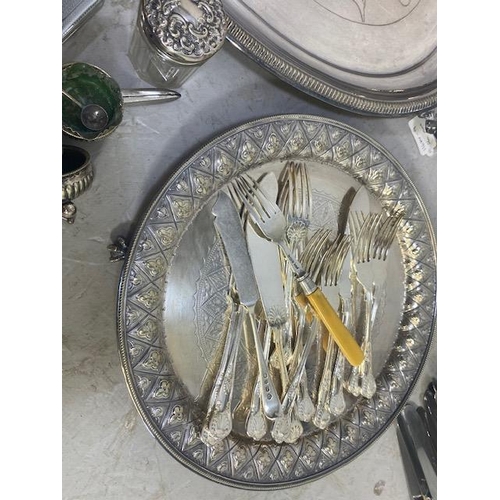 145 - Collection of Antique an vintage silver plate to include trays, toast racks, tankards, cutlery, card... 