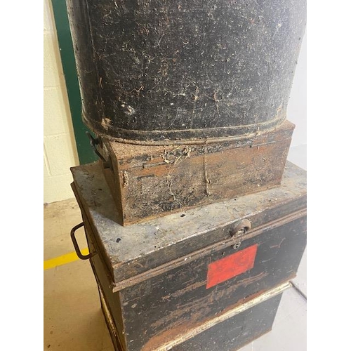 151 - Collection of Antique tin ware boxes comprising of 2 trunks, hat box and a document box