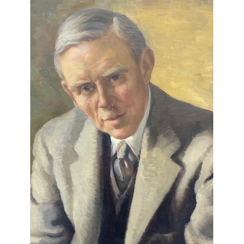 154 - Portrait of a gentleman wearing a  grey suit, signed Beryl Trist 1937, framed, approximately 63 x 74... 